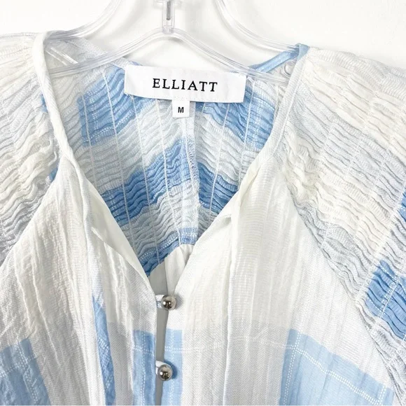 Elliatt Jasmine Plaid Belted Romper Size Medium Blue Checkered - Picture 3 of 6